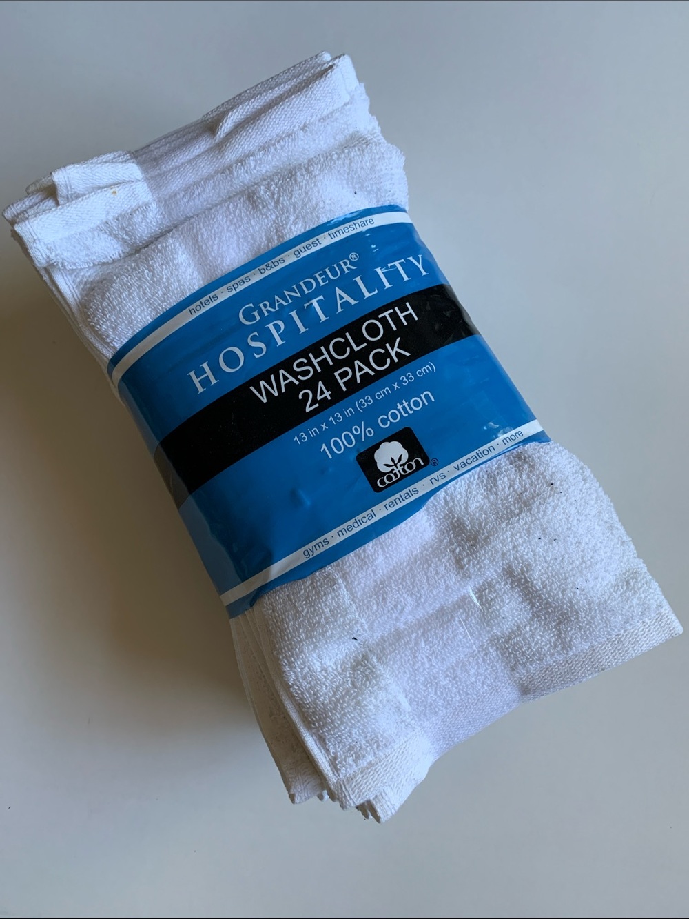 NWT GRANDEUR Washcloth Towel 24-Pack Hotel Grade 100% Cotton